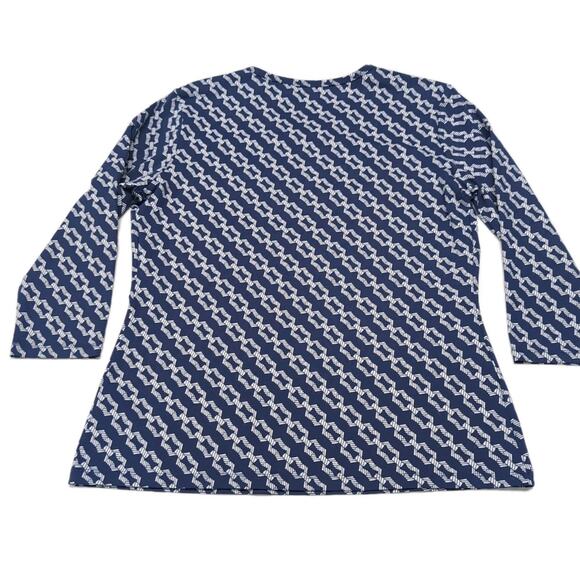 J McLaughlin 3/4 Sleeve Signature Tee Womens L Navy White Catalina Cloth NEW NWT - Picture 5 of 13